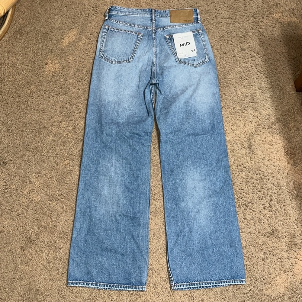 rag & bone Light Blue Distressed Wide Leg Jeans - Picture 4 of 8